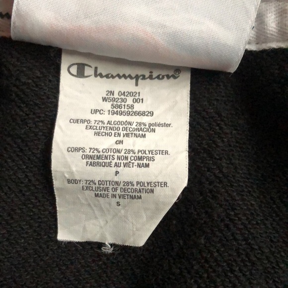 Champion Campus French Terry Oversized 1/4 Zip Paisley Black Hoodie Sweatshirt S - Picture 9 of 10